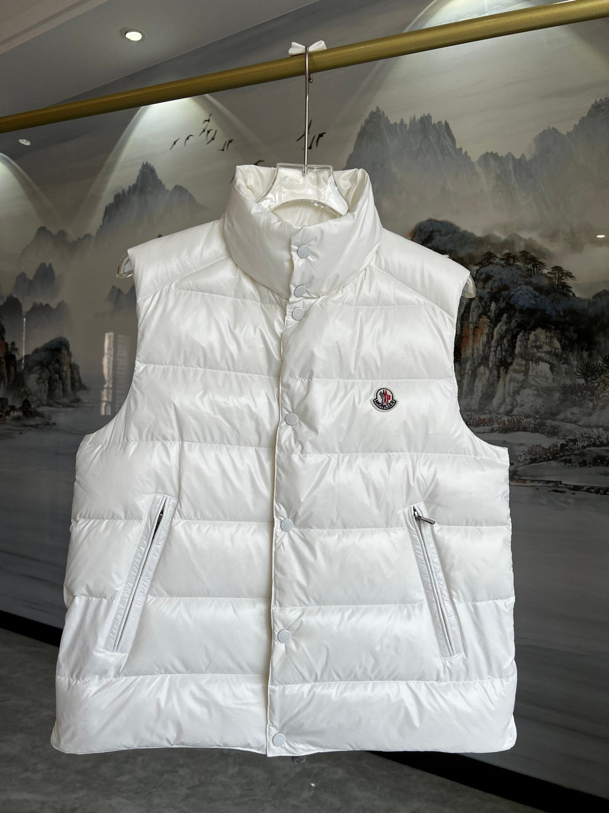 Moncler White Quilted Down Vest