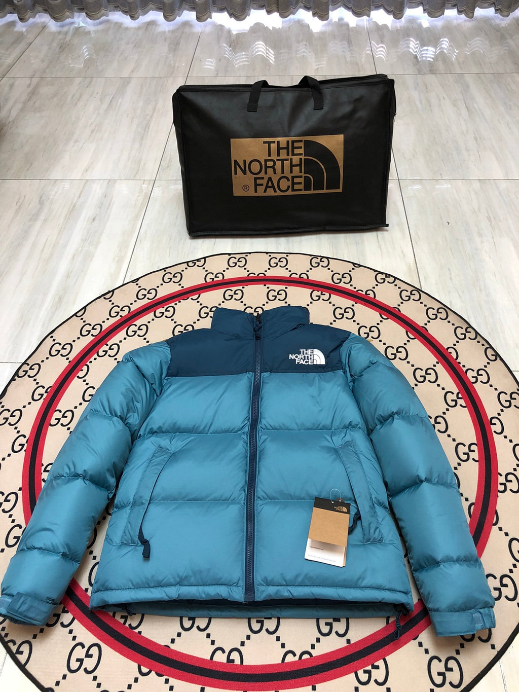 The North Face Glacier Blue Nuptse 700-Fill Down Jacket