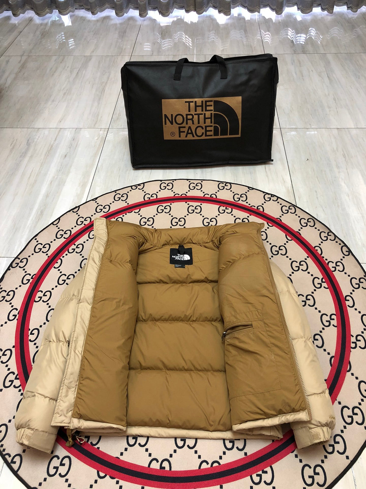 The North Face Sand & Tan Nuptse 700-Fill Hooded Down Jacket