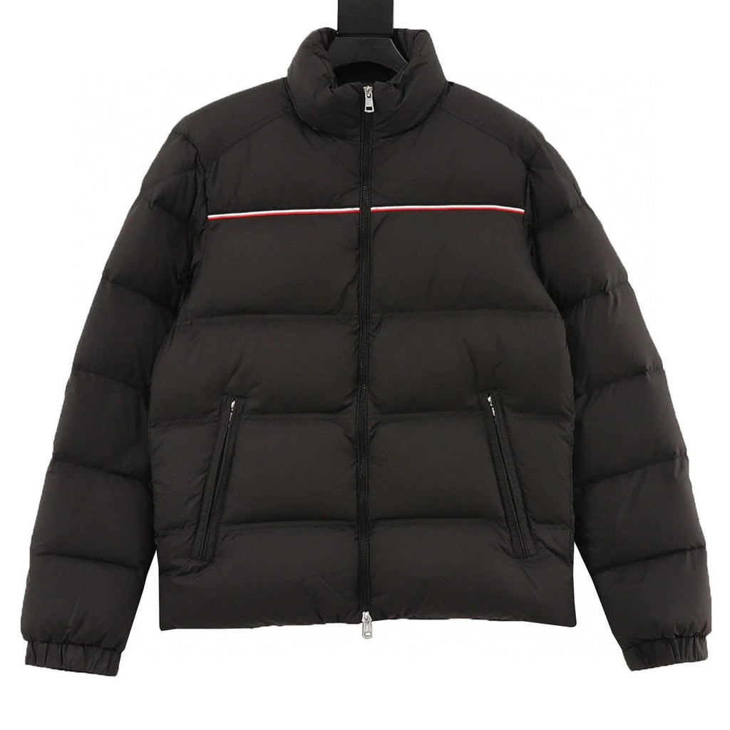 Moncler Black Stand-Collar Puffer Jacket with Contrast Trim