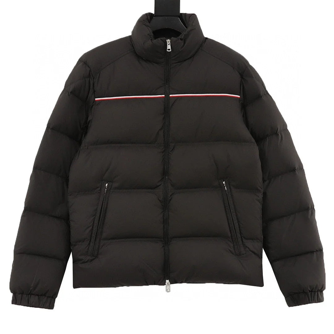 Moncler Black Stand-Collar Puffer Jacket with Contrast Trim