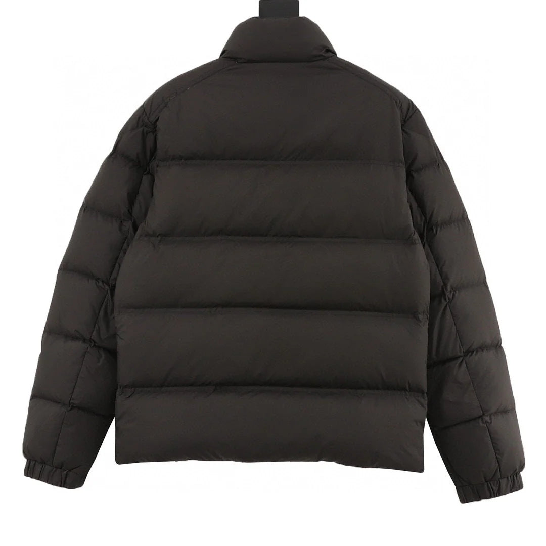 Moncler Black Stand-Collar Puffer Jacket with Contrast Trim