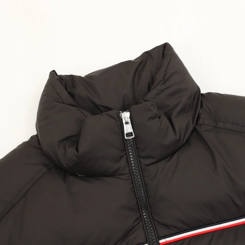 Moncler Black Stand-Collar Puffer Jacket with Contrast Trim